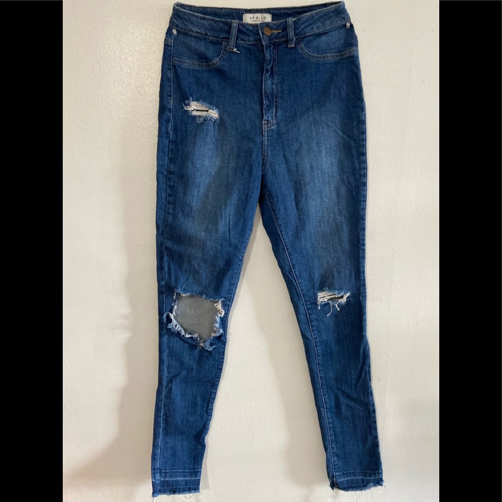 APHRODITE DARK BLUE WASH DISTRESS JEANS